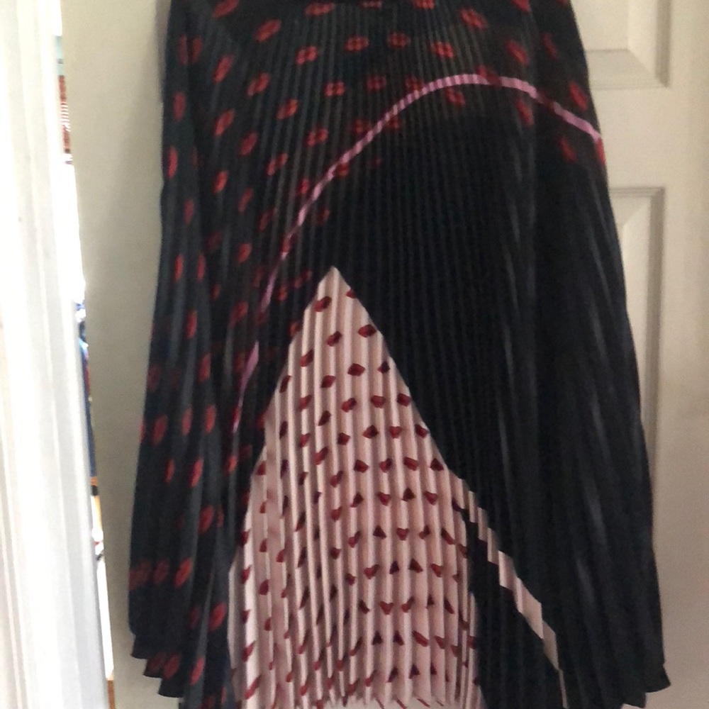 Anthropologie black and red pleated skirt